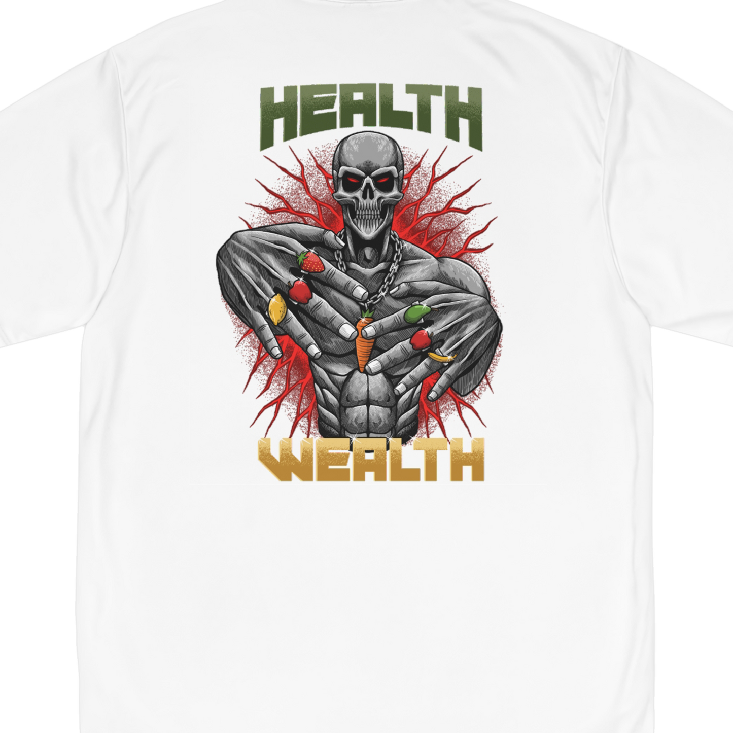 Health Is Wealth "Performance T-Shirt" (White) (Men's)