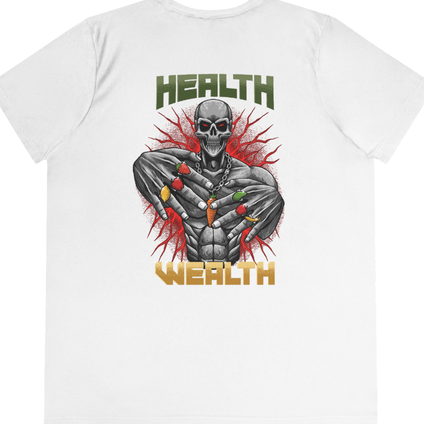 Health Is Wealth "Performance T-Shirt" (White) (Women's)