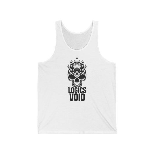 Logics Void Full Front Logo with Text "Jersey Tank" (White) (Men's)