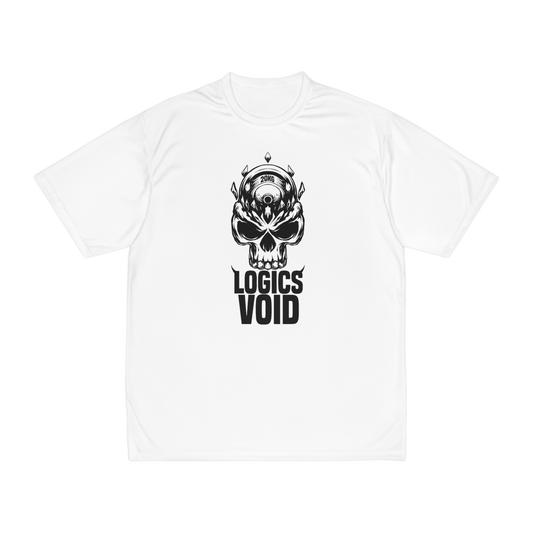 Logics Void Full Front Logo with Text "Performance T-Shirt" (White) (Men's)