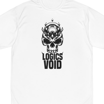 Logics Void Full Front Logo with Text "Performance T-Shirt" (White) (Men's)