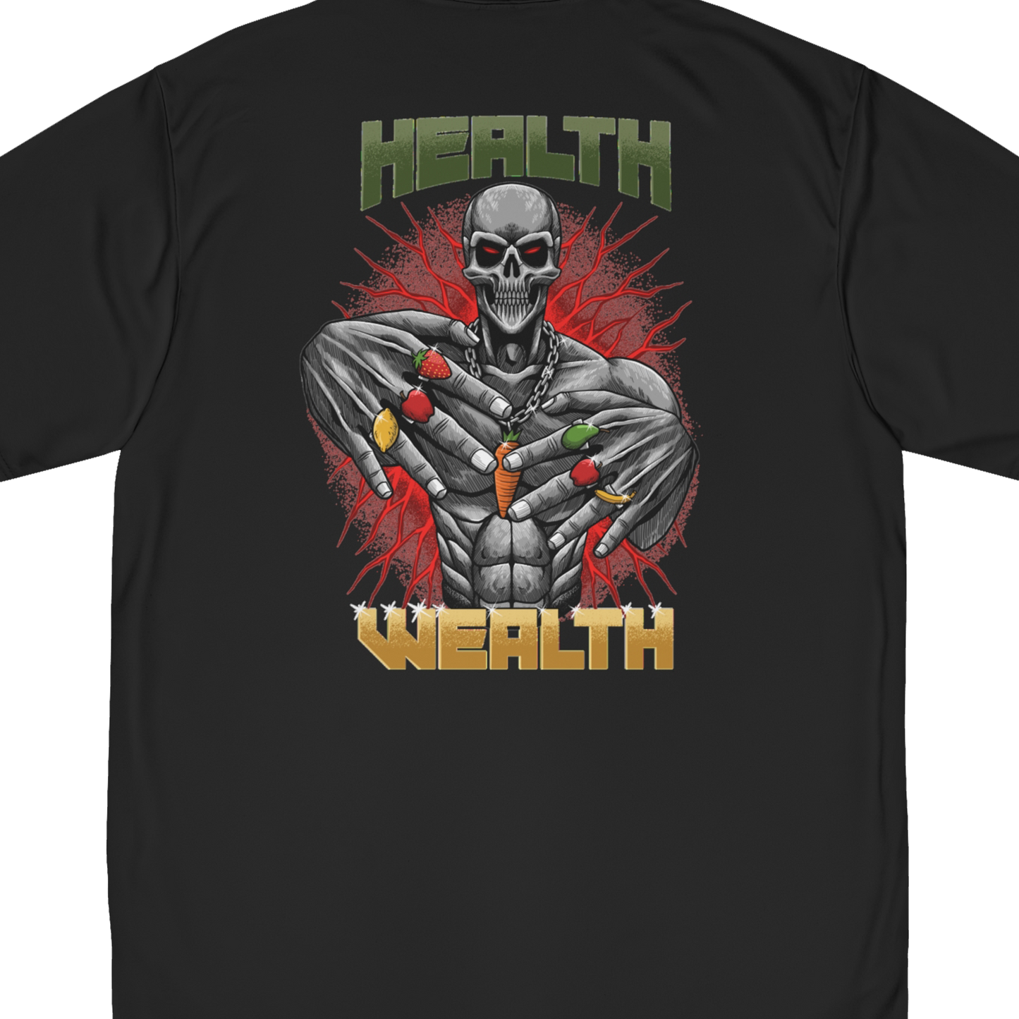 Health Is Wealth "Performance T-Shirt" (Black) (Men's)