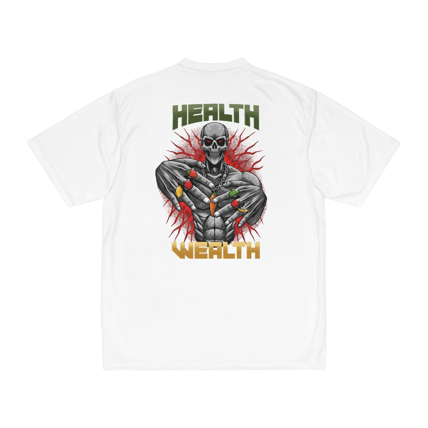 Health Is Wealth "Performance T-Shirt" (White) (Men's)