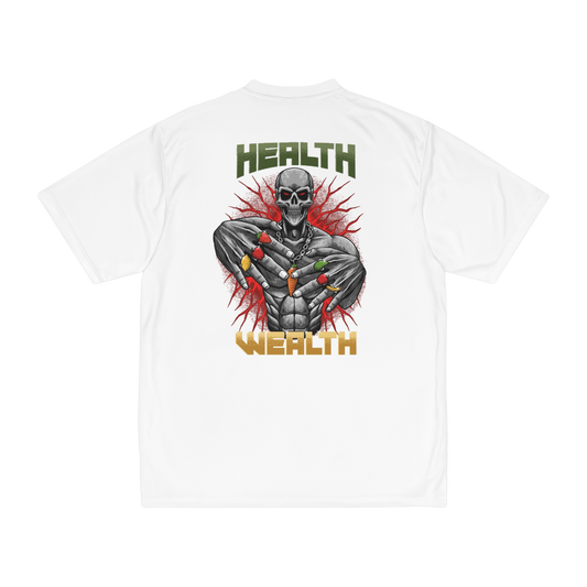 Health Is Wealth "Performance T-Shirt" (White) (Men's)