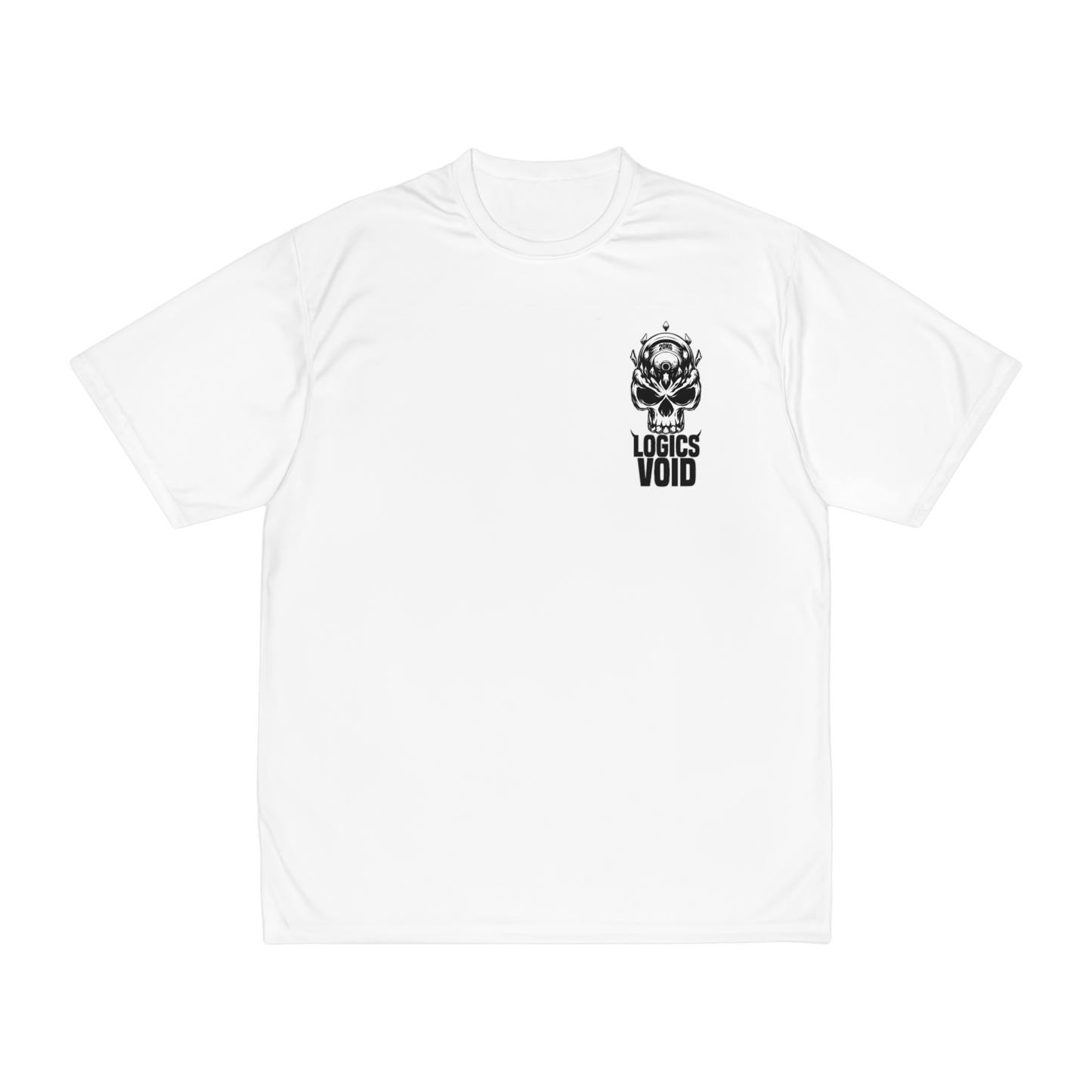 Logics Void Box Logo with Text "Performance T-Shirt" (White) (Men's)