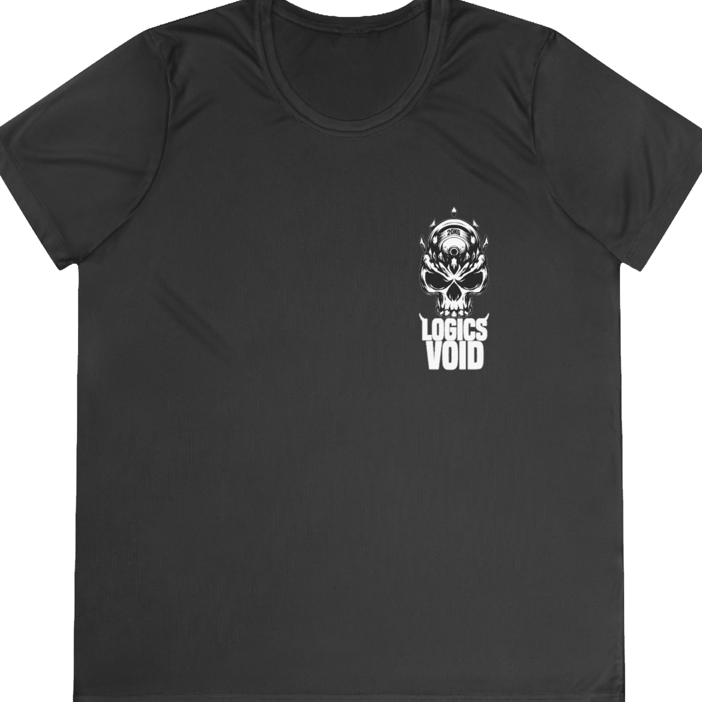 Logics Void Box Logo with Text "Performance T-Shirt" (Black) (Woman's)