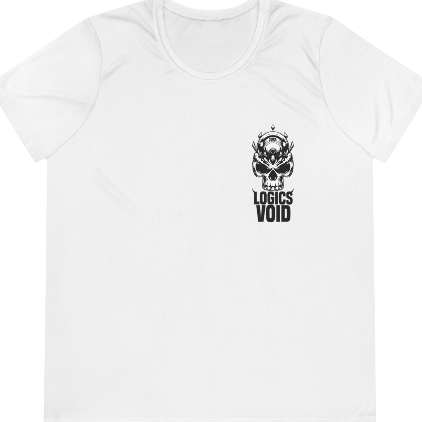 Logics Void Box Logo with Text "Performance T-Shirt" (White) (Woman's)