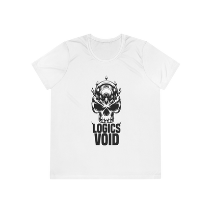 Logics Void Full Front Logo with Text "Performance T-Shirt" (White) (Woman's)