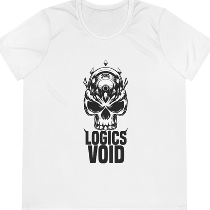 Logics Void Full Front Logo with Text "Performance T-Shirt" (White) (Woman's)