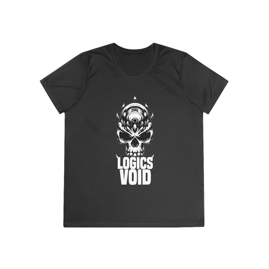 Logics Void Full Front Logo with Text "Performance T-Shirt" (Black) (Woman's)