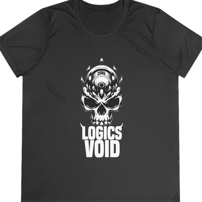 Logics Void Full Front Logo with Text "Performance T-Shirt" (Black) (Woman's)