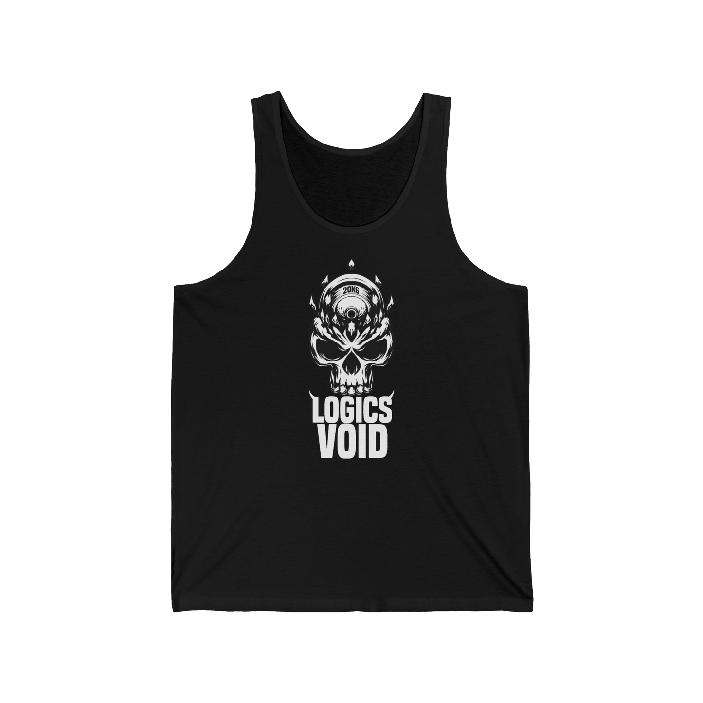 Logics Void Full Front Logo with Text "Jersey Tank" (Black) (Men's)