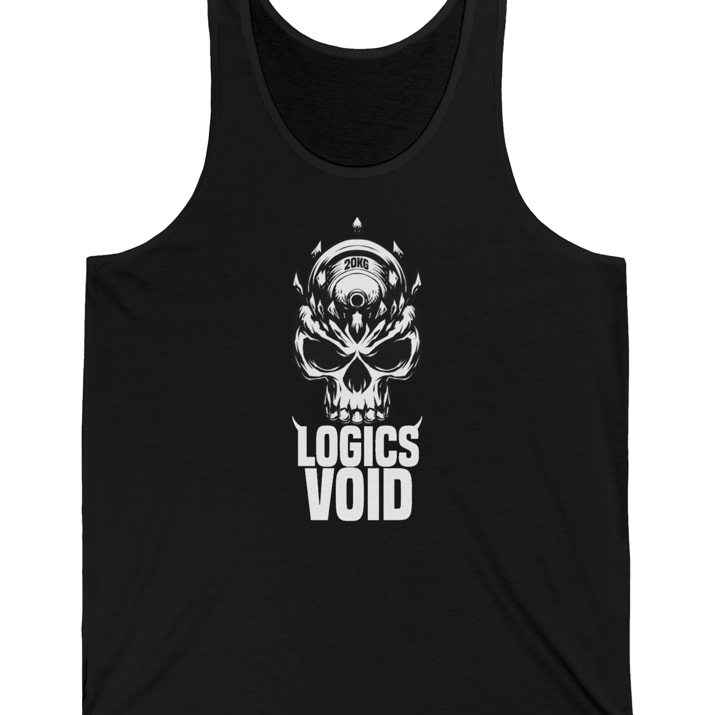 Logics Void Full Front Logo with Text "Jersey Tank" (Black) (Men's)