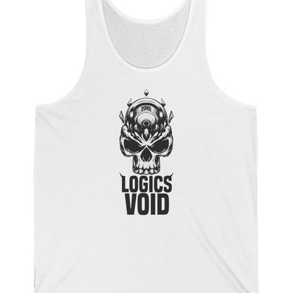 Logics Void Full Front Logo with Text "Jersey Tank" (White) (Men's)