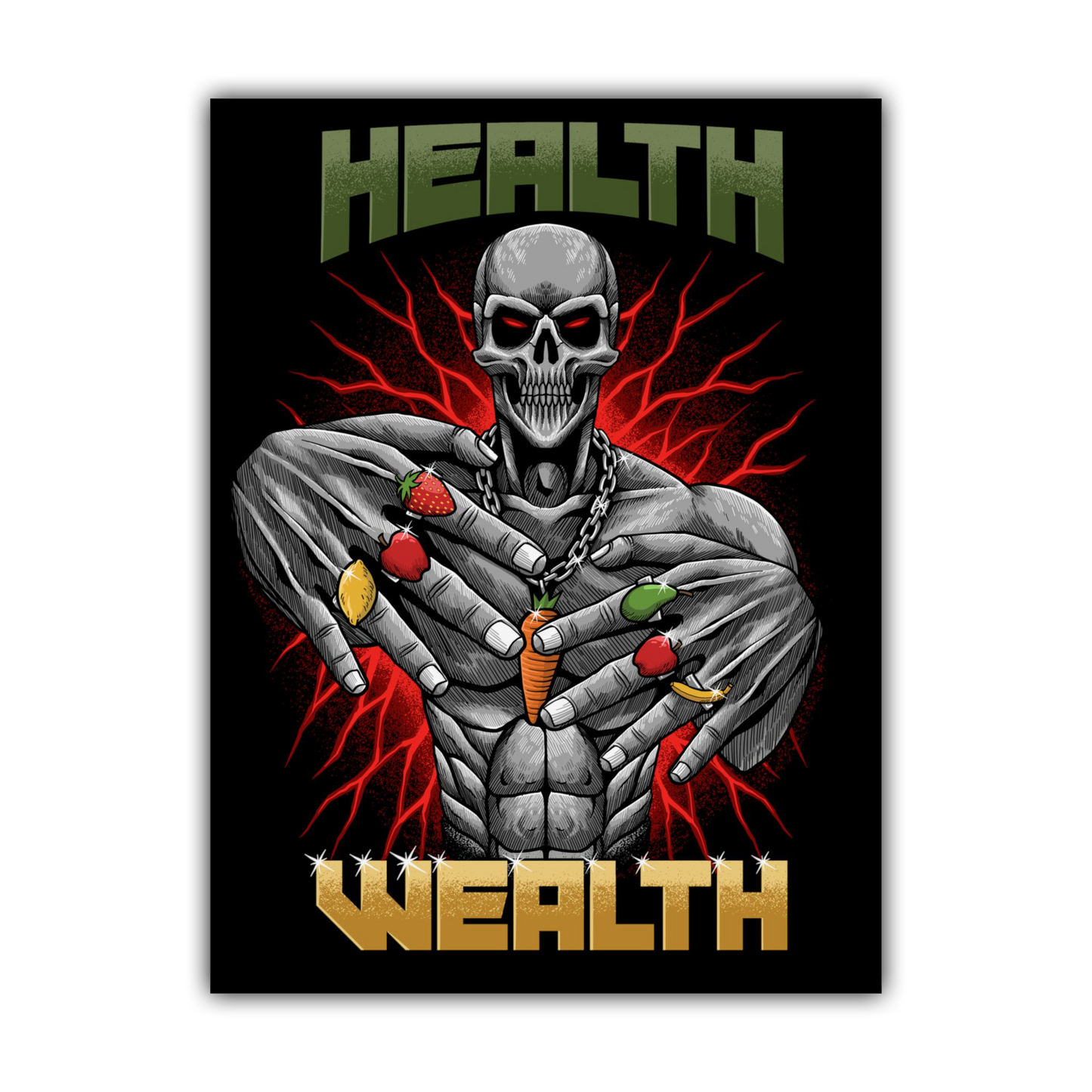 Health Is Wealth Poster (Black)